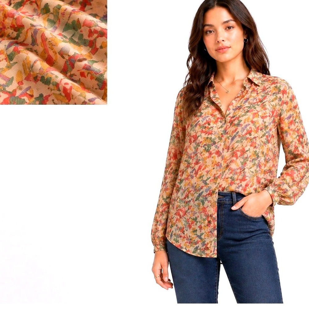 John Mark Womens Hummingbird Print Tunic Button Down Back Zipper  L Nature lover